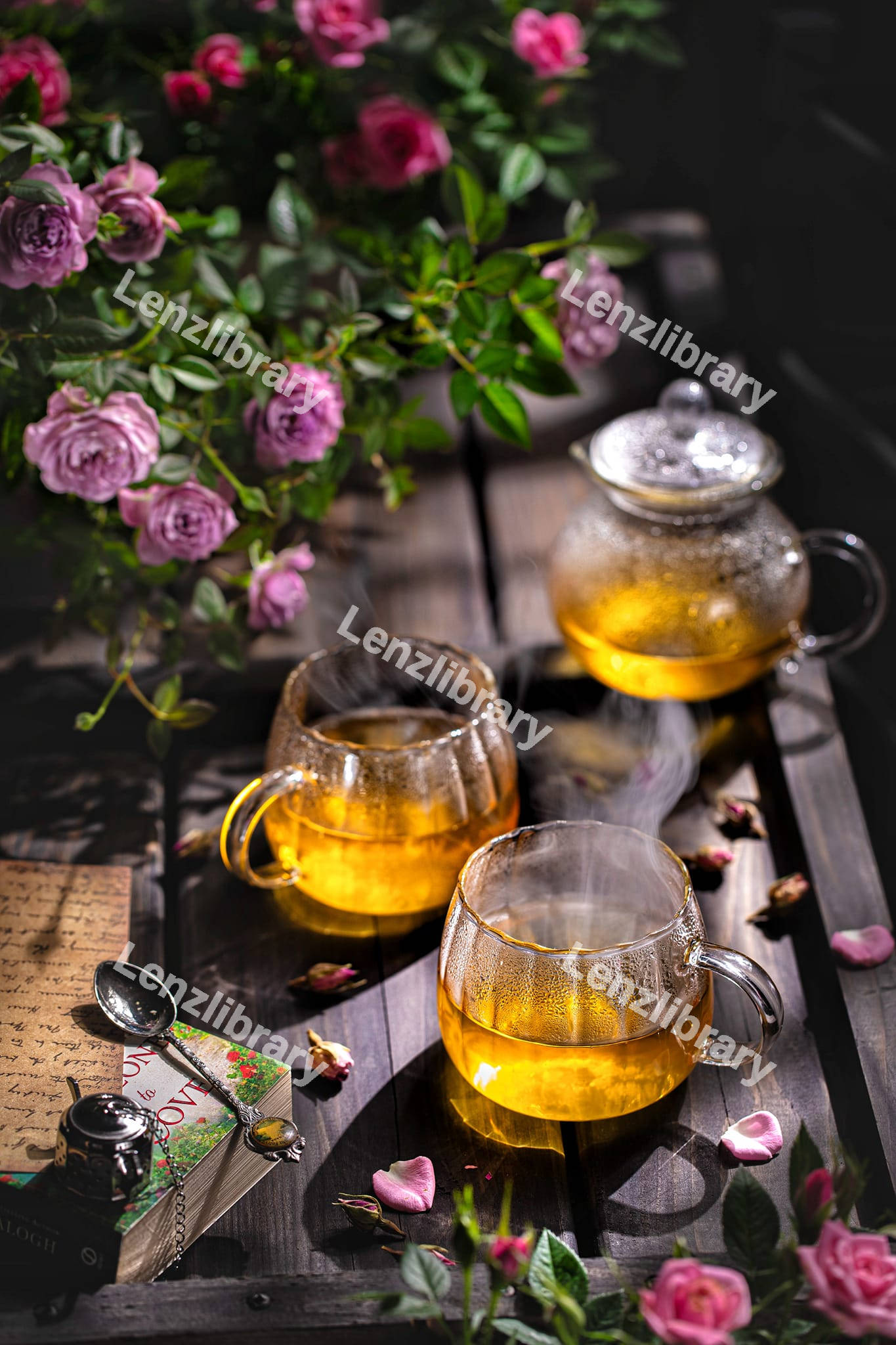 Tea set on table